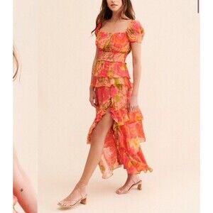 Farm Rio Blooming Floral Maxi Dress Women Size Medium Multicolor